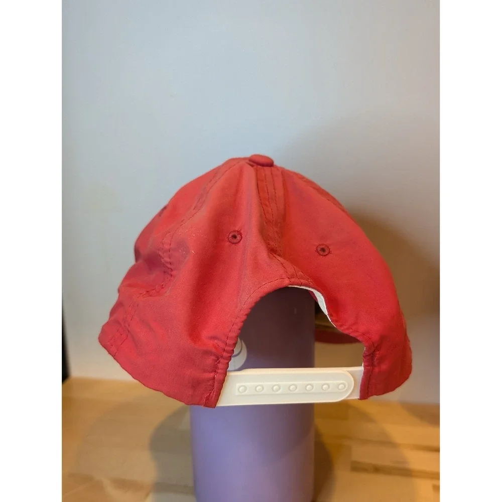 LA‎ Rope Hat Coral Red Embroidered Logo Lightweight Summer Travel Cap